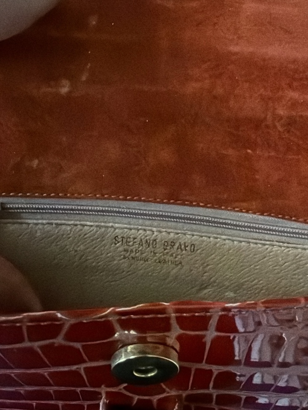 Red Croc-Embossed Women’s Shoulder Bag